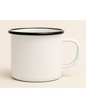 Emailletasse mit farbigem Rand bedrucken