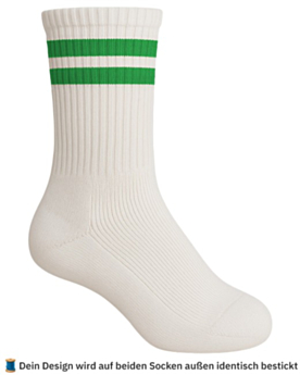 Socken für Kinder mit Stick selbst gestalten White/Green