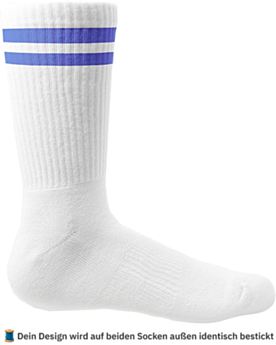 Personalisierte Socken – bestickt mit Text oder Logo White/Blue