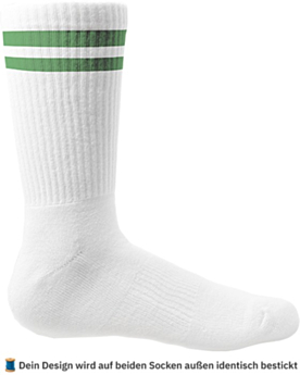Personalisierte Socken – bestickt mit Text oder Logo White/Green