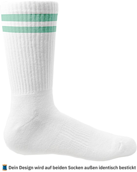 Personalisierte Socken – bestickt mit Text oder Logo White/Mint