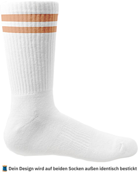 Personalisierte Socken – bestickt mit Text oder Logo White/Peach