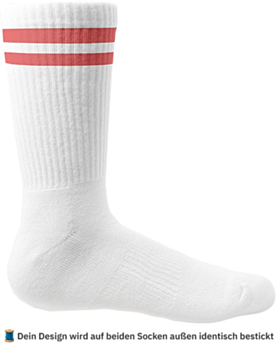 Personalisierte Socken – bestickt mit Text oder Logo White/Red