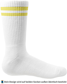 Personalisierte Socken – bestickt mit Text oder Logo White/Yellow