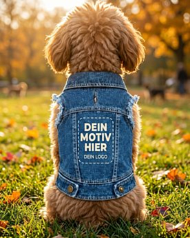 Hundejacke bedrucken: Denim Jeansjacke für Hunde gestalten