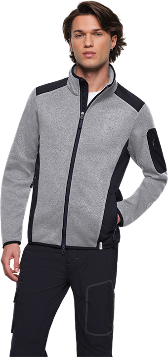 HAKRO Herren Strickfleecejacke mit Softshell-Einsätzen
